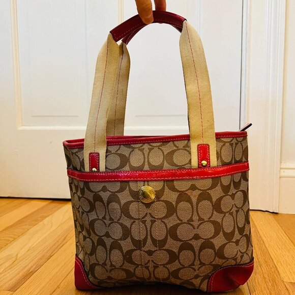 Y2K 2000 Hobo Coach Heritage Signature Stripe Pink/Tan Tote Bag Vintage - Picture 4 of 16